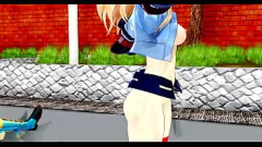 Jouer Anime coquin hermaphrodite et humain dansant dans la cour